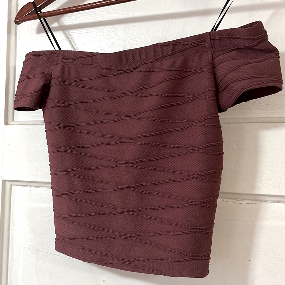 New True Religion Mauve Off the Shoulder Crop Top
